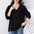 Women's Casual Deep V Side Zipper Solid Color Hoodie