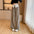 Women's Fashion Striped Lace-up Waist Design Wide Leg Pants