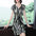 Fashion Women's Elegant Striped Satin Surface Printed Dress