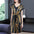 Fashion Women's Elegant Striped Satin Surface Printed Dress