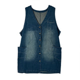 Fashion Denim Back Printed Waistcoat Dress