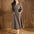 Temperament Pleated Waist Tight V-neck Long-Sleeve Dress