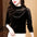 Fashion Half Turtleneck Velvet Embroidered Rhinestone Hollow Pullover