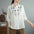 Elegant Women's Color Embroidered Pleated Shirt