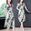 Women's Fashion Ink Painting Printed Slim Fit Dress