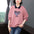 Fashionable Elegant Three-Dimensional Rhinestone Heart Embedded Long-Sleeve Top