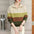 Fashion Rainbow Striped Lapel Knitted Sweater