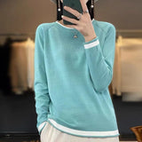 Women's Casual Patchwork Pure Cotton Wire Bottoming Sweater