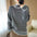 Fashion Half Turtleneck Stitching Houndstooth Knitted Sweater