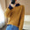 Fashion Half Turtleneck Stitching Houndstooth Knitted Sweater