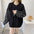 Fashion Women's Denim Sleeve Stitching Sweater Fake Two-Piece Knitted Top