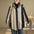 Fashion Stripes Stitching Hooded Long-Sleeved Shirt Coat