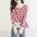 Fashion Colorblock Printing Long Sleeve Knitted Sweater