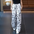 Chiffon Irregular Ink Polka Dot Printed Wide-Leg Pants