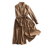 Women's Fashion Lace-up Trench Coat Mid-Length Coat