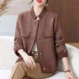 Fashion Striped Stitching Button Cardigan Sweater Coat