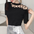 Hollow out Strap Shoulder Short Sleeve T-shirt Knitwear