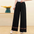 Cotton and Linen Stitching Embroidered Loose Wide-Leg Pants Straight-Leg Pants