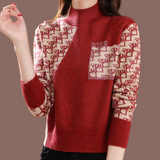 Pattern Turtleneck Knitting Woolen Sweater