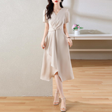 Elegant Pleated Slim Slimming Dress