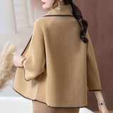 Women's Fashion Stitching Button Knitted Coat