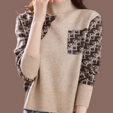 Pattern Turtleneck Knitting Woolen Sweater