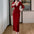 Women's Elegant Velvet Rhinestone Lace Slim Fit Patchwork Dress