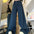 Simple Graceful High Waist Striped Wide Leg Jeans