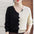 Women's Fashion Stitching Three-Dimensional Printed Knitted Sweater