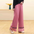 Cotton and Linen Stitching Embroidered Loose Wide-Leg Pants Straight-Leg Pants