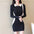 Temperament Lapel Patchwork Skinny Knit Dress