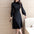 Elegant Half Turtleneck Lantern Sleeve Knitted Dress