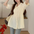 Waist-Tight Shoulder Pleated Short Sleeves Shirt