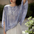 Blue Blooming Mulberry Silk Batwing Sleeve Top