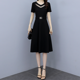Temperament See-through Polka Dot Slim Fit and Thin Cover Belly Dress