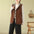 Fashion Plaid Stitching Corduroy Sleeveless Waistcoat Outerwear