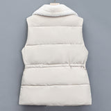 Fashion Double Breasted Fur Collar Cotton Coat Vest Coat