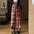 Women's Casual Woolen Plaid Straight Wide-Leg Pants