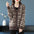 Fashion Plaid Printed Knitted Cardigan V-neck Sweater Coat