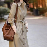 Women's Fashion Lace-up Trench Coat Mid-Length Coat