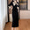 Women's Elegant Velvet Rhinestone Lace Slim Fit Patchwork Dress