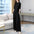 Women's Elegant Solid Color Patchwork Top Wide Leg Pants Suit