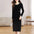 Elegant Pearl Collar Velvet Dress