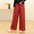 Cotton and Linen Stitching Embroidered Loose Wide-Leg Pants Straight-Leg Pants