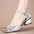 Snake Pattern Open Toe Ankle-Strap Buckle Chunky Heel Sandals