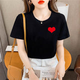 Summer Leisure Heart Printing Cotton T-shirt