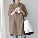 Solid Color Lazy and Loose Mid-Length Shirt