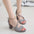 Suede Beaded Buckle Chunky Heel Side Empty Peep Toe Sandals