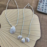 Simple and Natural Shell Small Pieces of Silver Beaded Necklace