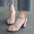 Suede Beaded Buckle Chunky Heel Side Empty Peep Toe Sandals